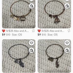 Set of 15 Alex and Ani Gold and Silver Charm Bracelets